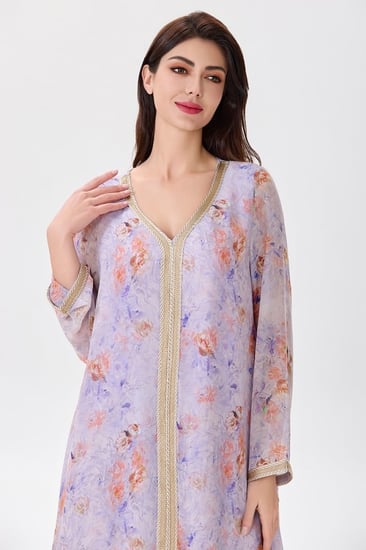 جلابية شيفون بكلف ذهبية