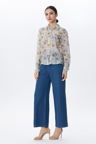 بلوزة مزهر بأكمام طويلة