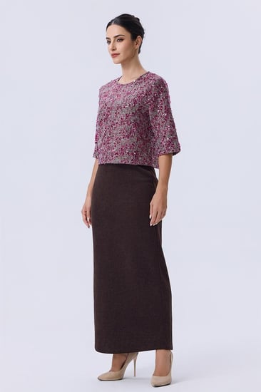 بلوزة تويد مورّد بألوان البنفسجي