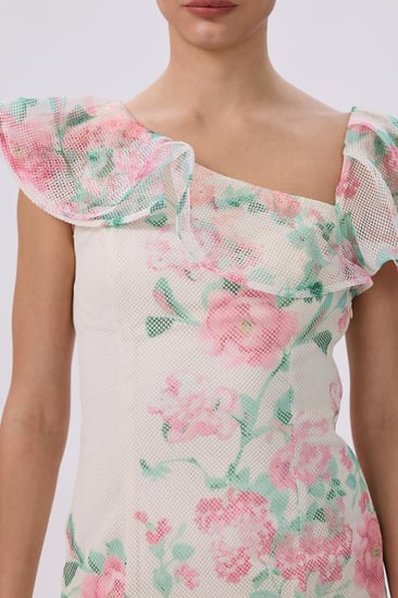 فستان بيج بنقشة الزهور