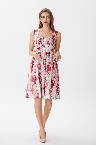 فستان قطن بنقشة الورد