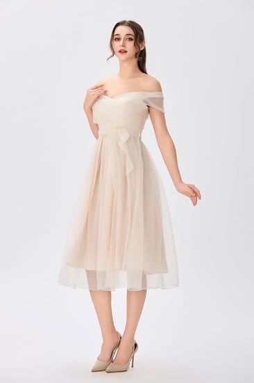 فستان اورغنزا حرير بيج