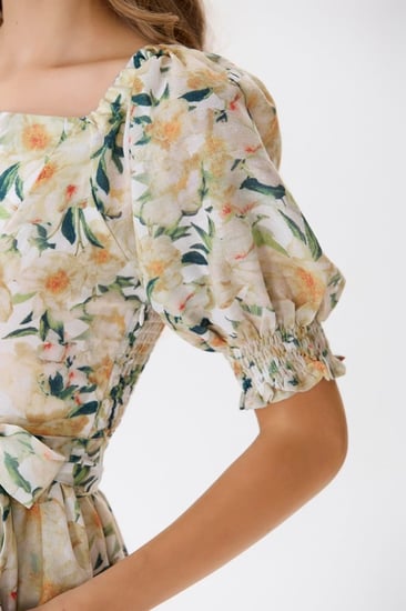 فستان قطن بنقشة الورود