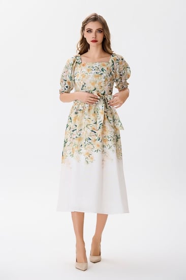 فستان قطن بنقشة الورود