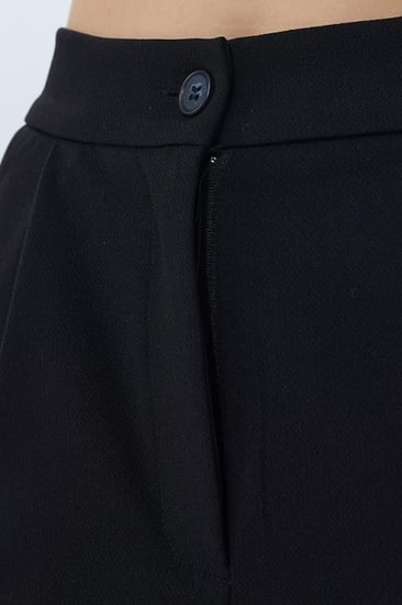 بنطلون أسود واسع نسائي بقصة أنيقة عالية الخصر | Prando