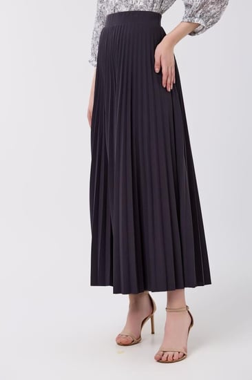 تنورة كلوش مكسر رصاصي غامق