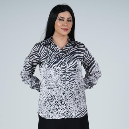 بلوزة ستان بنقشة النّمري