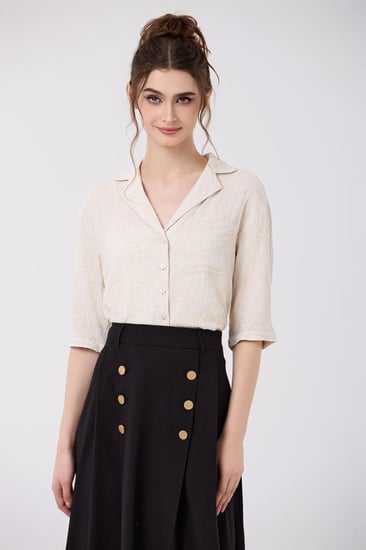 بلوزة كتان ببج