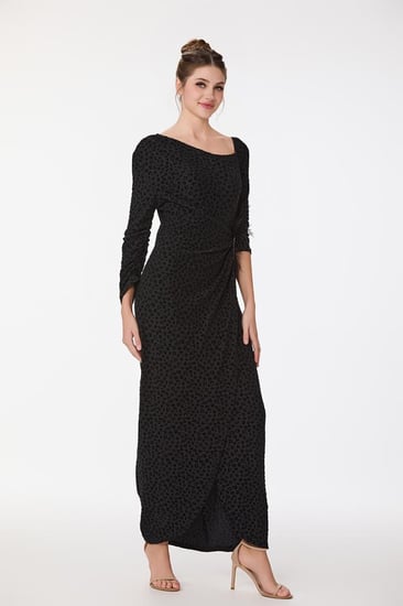 فستان طبع مخمل بنقشة الفهد