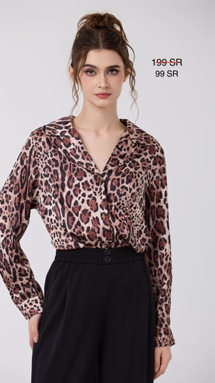 بلوزة ستان نقشة نمري
