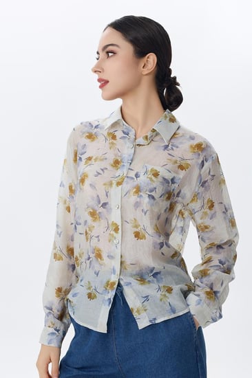 بلوزة مزهر بأكمام طويلة