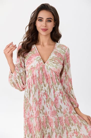 فستان بليسيه بنقشة الورد