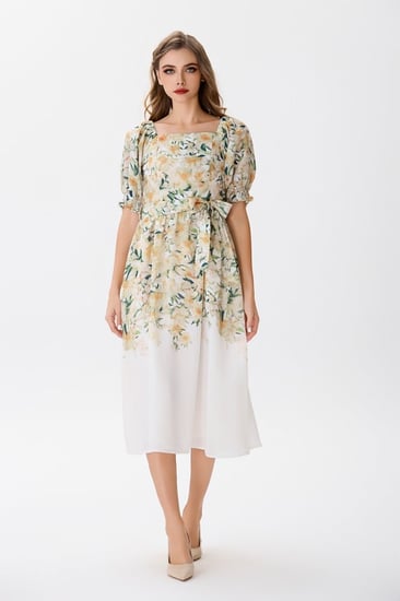 فستان قطن بنقشة الورود