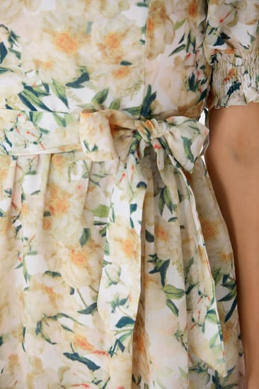 فستان قطن بنقشة الورود