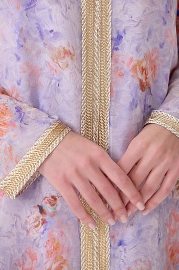 جلابية شيفون بكلف ذهبية