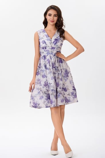 فستان اورغنزا بنقشة الزهور البنفسجي