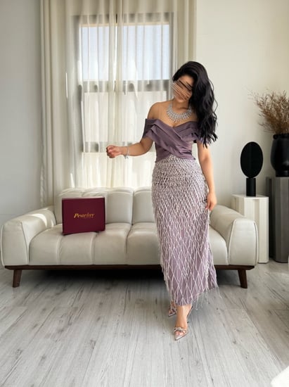 فستان اون شولدر بنفسجي