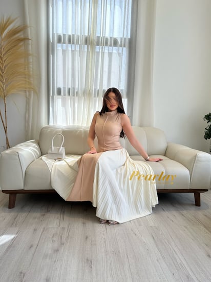 فستان بيج بليسيه ابيض
