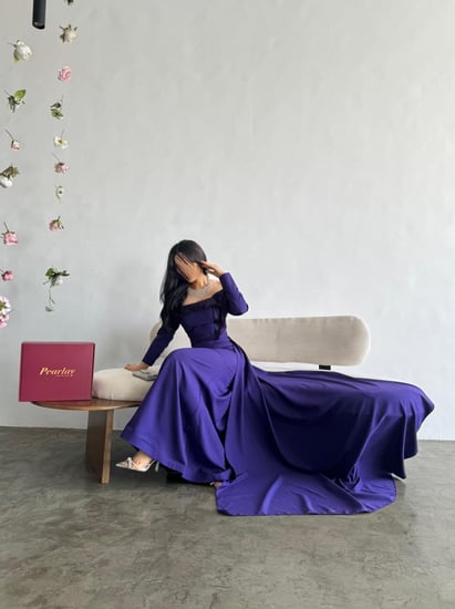 purple long sleeve dress