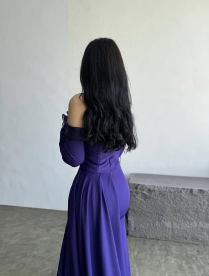 purple long sleeve dress