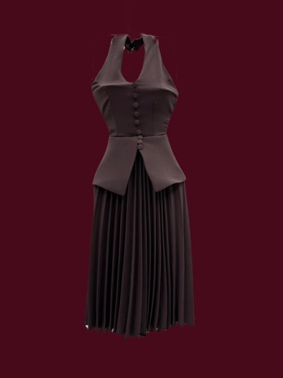 فستان قصير موف بكسرات وازرار