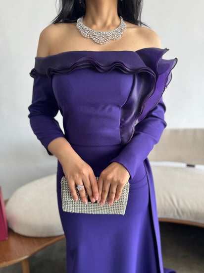 purple long sleeve dress
