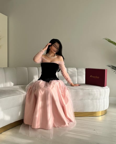 فستان تل وردي ناعم