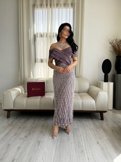 فستان اون شولدر بنفسجي