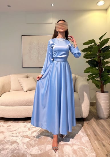 فستان سماوي حرير