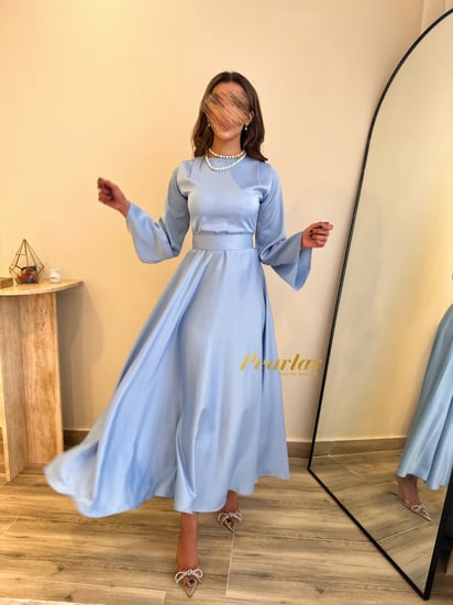 فستان سماوي حرير