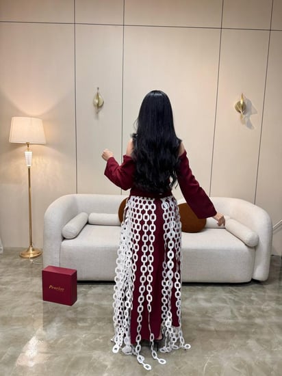 فستان سلاسل بيرلاي – برغندي