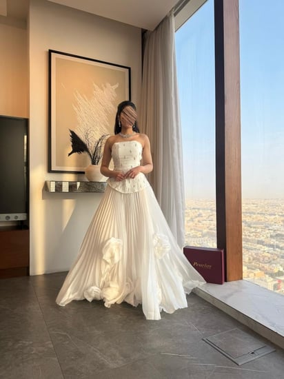 فستان سهره ابيض بكريستالات