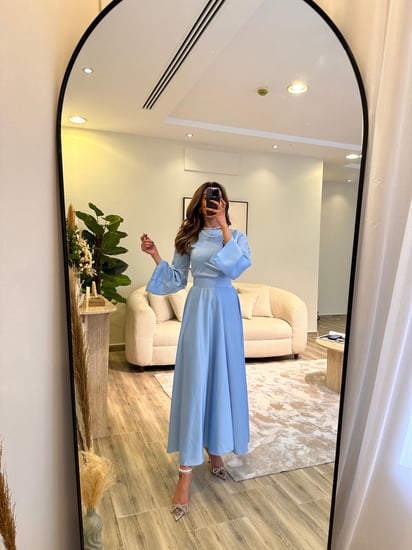 فستان سماوي حرير