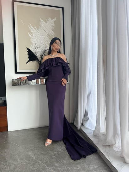 فستان سهره موف باكمام طويله