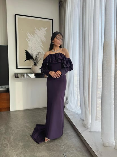 فستان سهره موف باكمام طويله