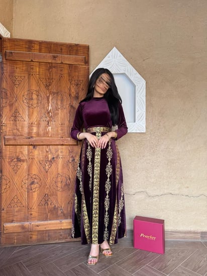 جلابية التأسيس مخمل موف مع نشل