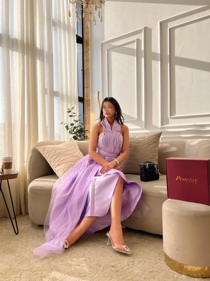 فستان سهره بذيل من الجانب