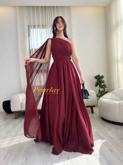 فستان سهره عنابي