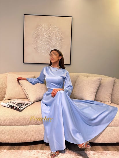 فستان سماوي حرير