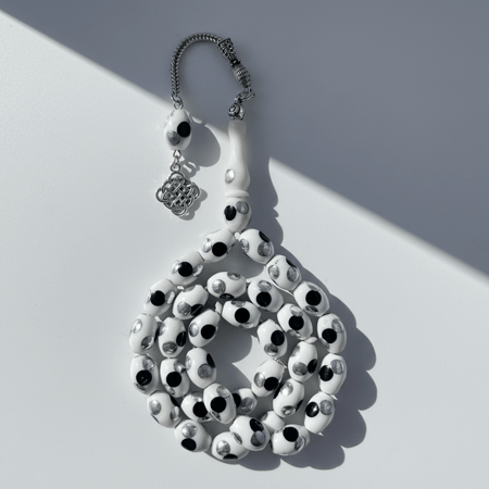 سبحة عظم جمل مطعم معدن انتيمون