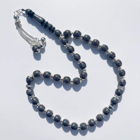 سبحة اليسر الملكي الفاخر  مطعم بالفضة عيار 1000 - 10 ملي