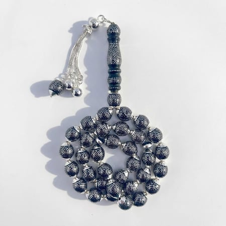 سبحة اليسر الملكي الفاخر  مطعم بالفضة عيار 1000 - 10 ملي