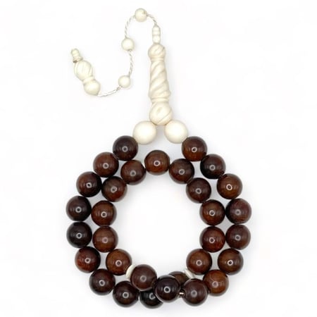 سبحة خشب كوك طبيعي أصلي الشاهد عظم جمل منقوش 12 ملي