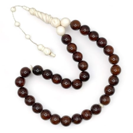 سبحة خشب كوك طبيعي أصلي الشاهد عظم جمل منقوش 12 ملي