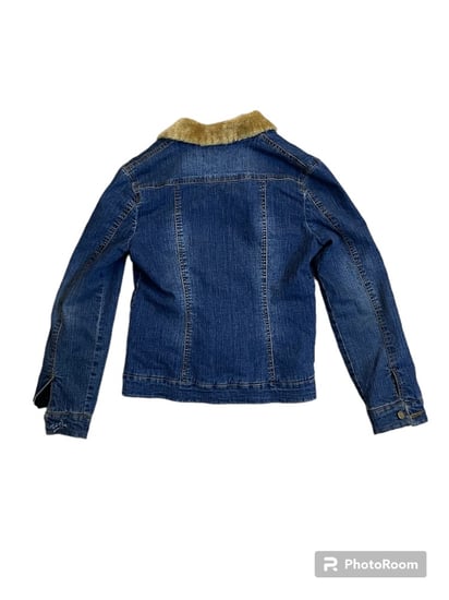 Women's Navy denim Coat early 2000s faux fur Size:40 - M to L