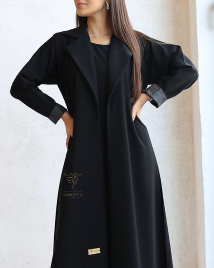 عباية سوداء رسمية يومية بفستان داخلي متصل z6023