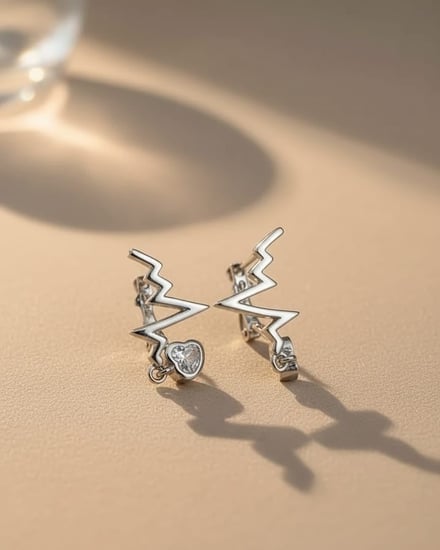 أقراط نبض الحب المتلألئ فضة عيار 925