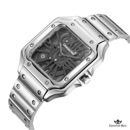 ساعة رجالية مكشوف مينا أسود