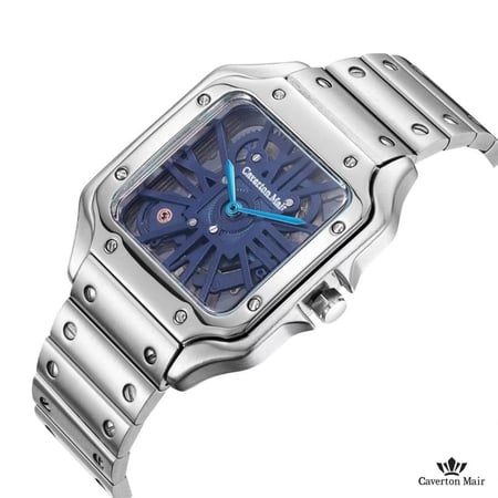 ساعة رجالية مكشوف مينا باللون الكحلي