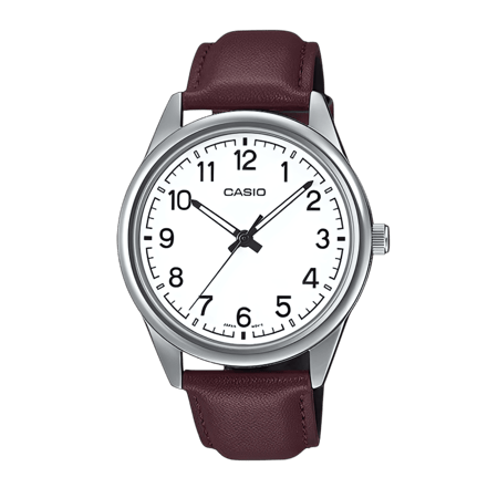 كاسيو انالوج جلد ميناء ابيض